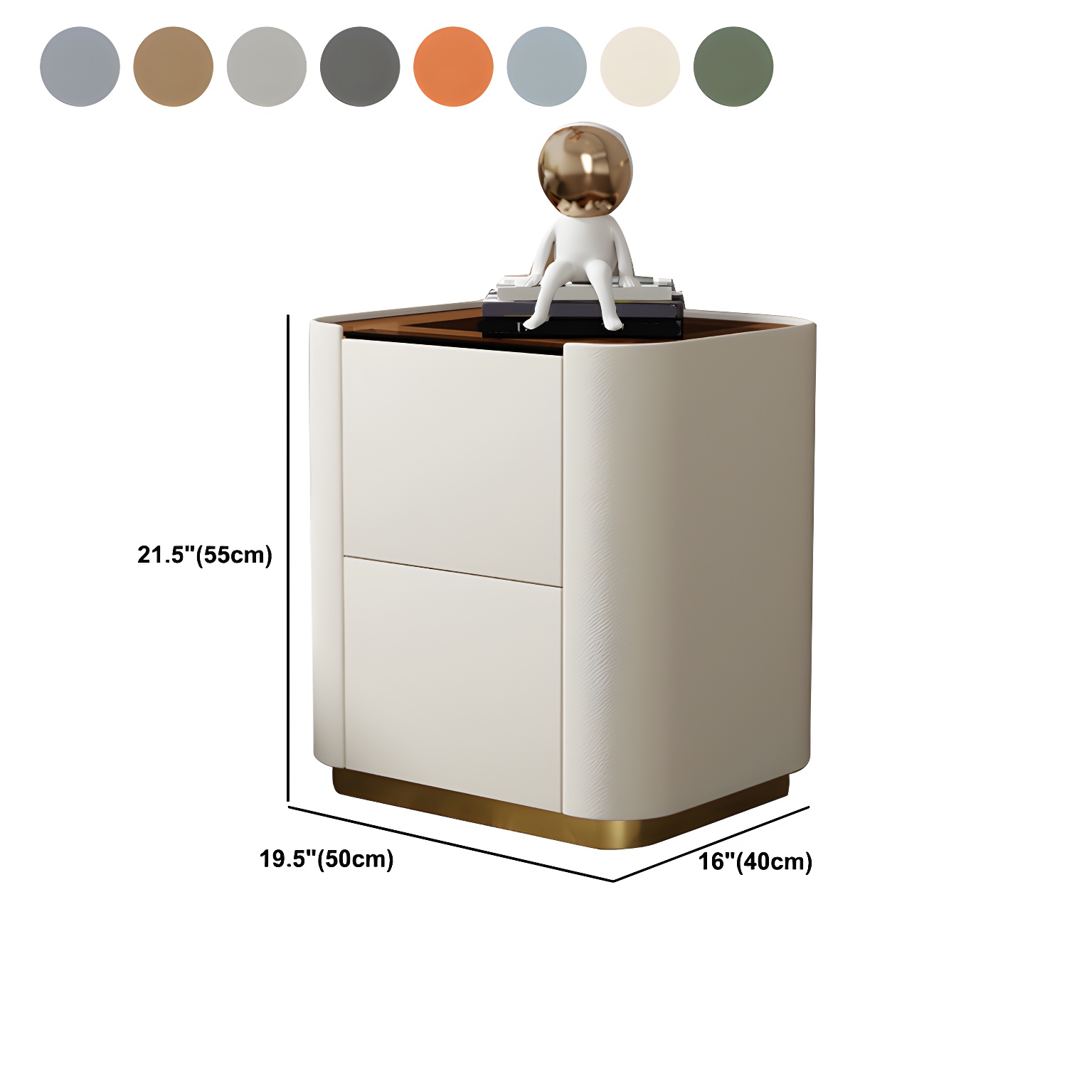 Wooden Nightstand with Tempered Glass 21.65" Tall 2 - Drawer Nightstand - image 19