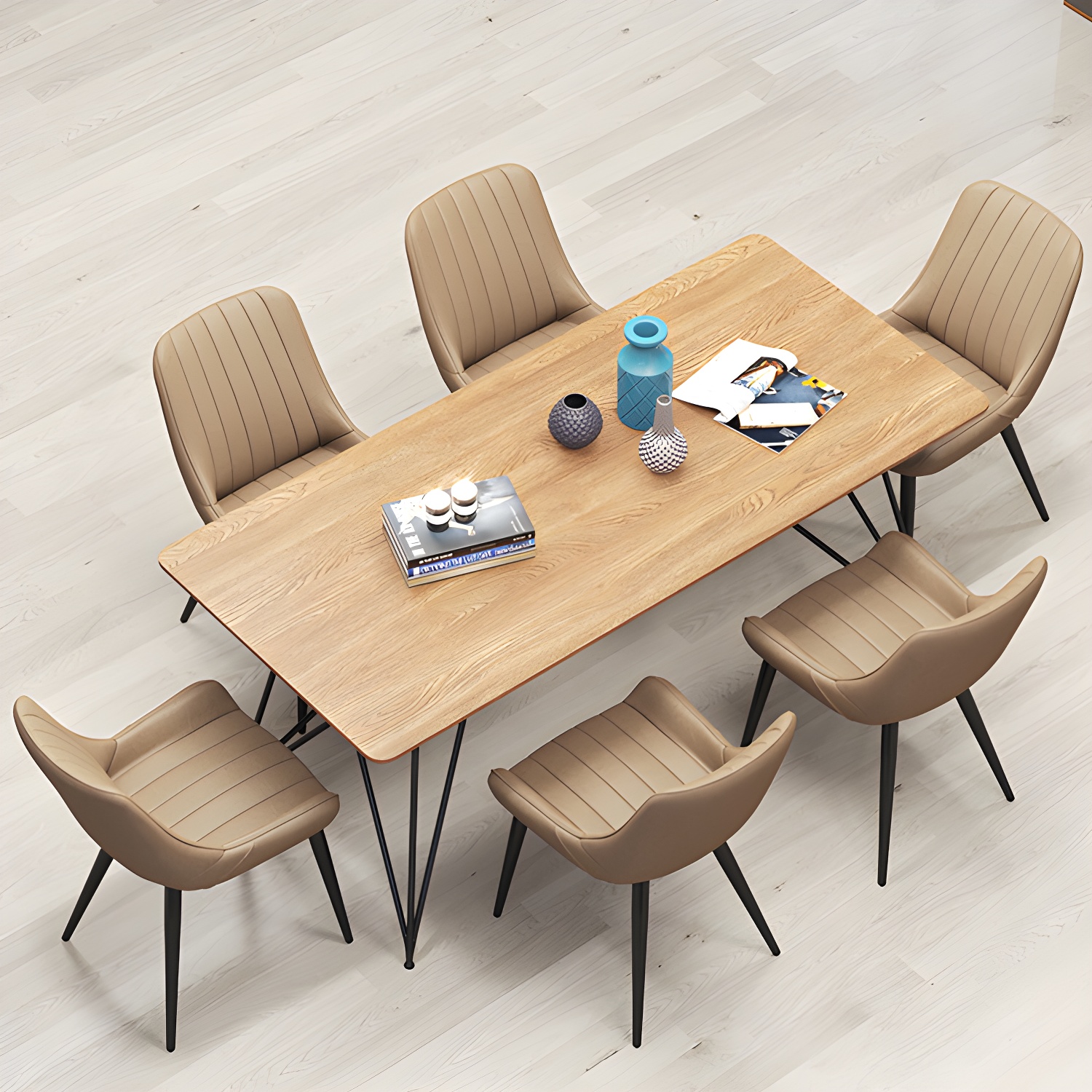 Metal Frame Dining Side Chair Faux Leather Upholstered Side Chair - image 15