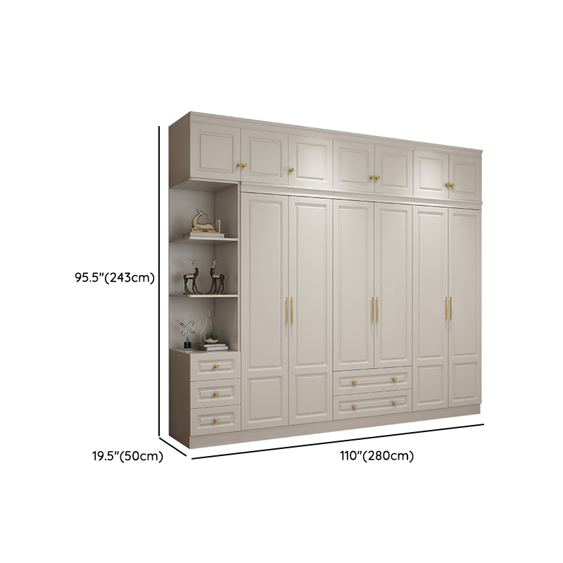 White Minimalist Lumber Wardrobe Closet with Soft Close Drawer, Soft Close Door, Interior Shelves, and Clothing Rod - image 28