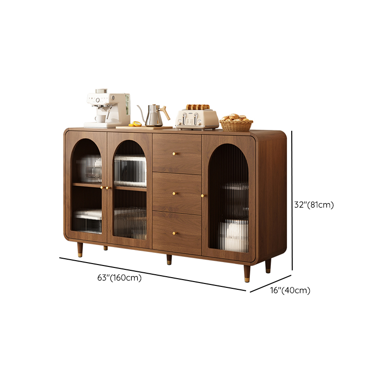 3 Drawers Modish Tan Standard Sink Cabinet with Glass Doors, 2 Shelves/1 Shelf, and Cabinets - image 14