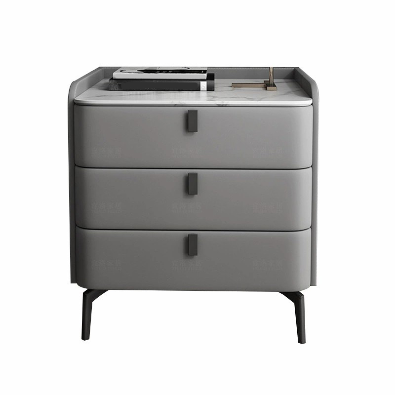Modern Wooden 3-Drawer Nightstand Stone Countertop with Legs Partial Assembly Required - image 16