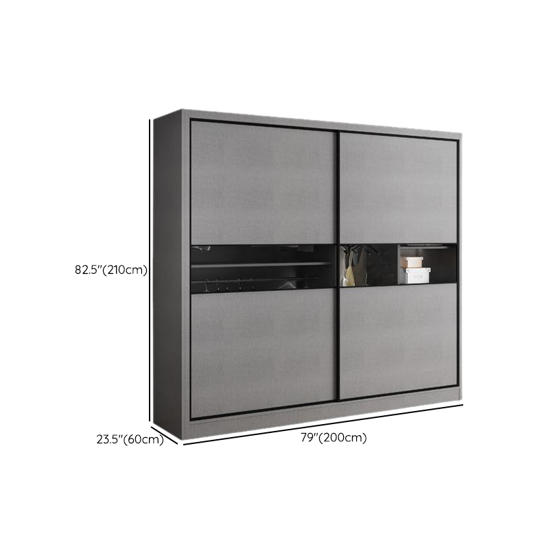 Dove Grey Modish Manufactured Wood Armoire Cabinet with Soft Close Drawer, Soft Close Door, Interior Shelves, and Clothing Rod - image 6