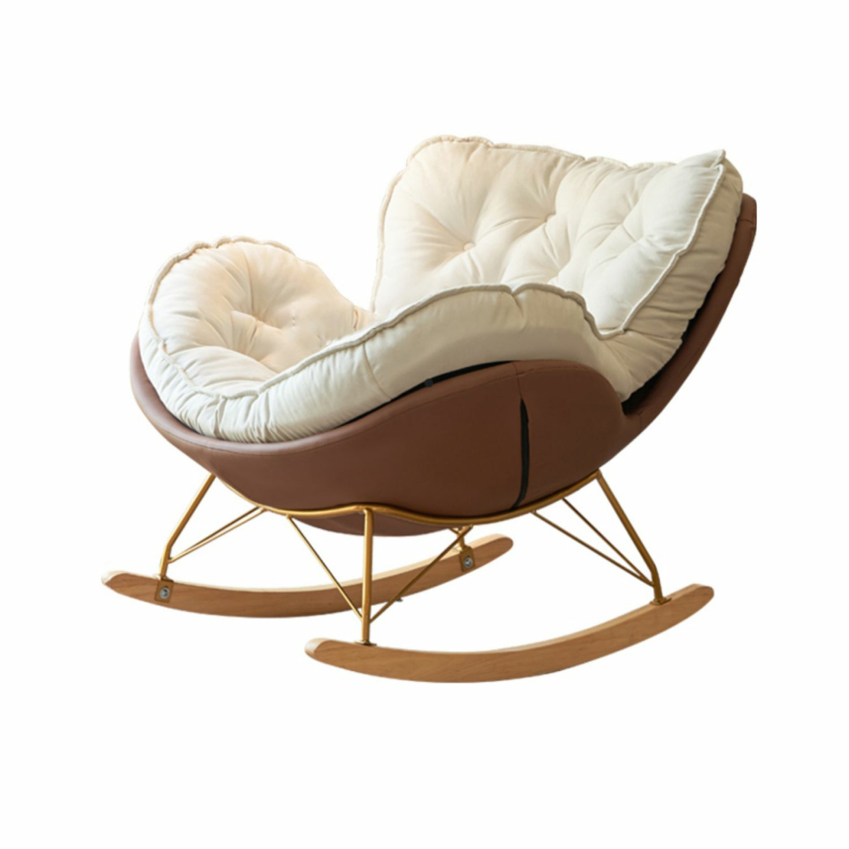 Stylish and Comfortable Modern Rocking Chair with Natural Wood Legs and Upholstered Track Arms - image 14