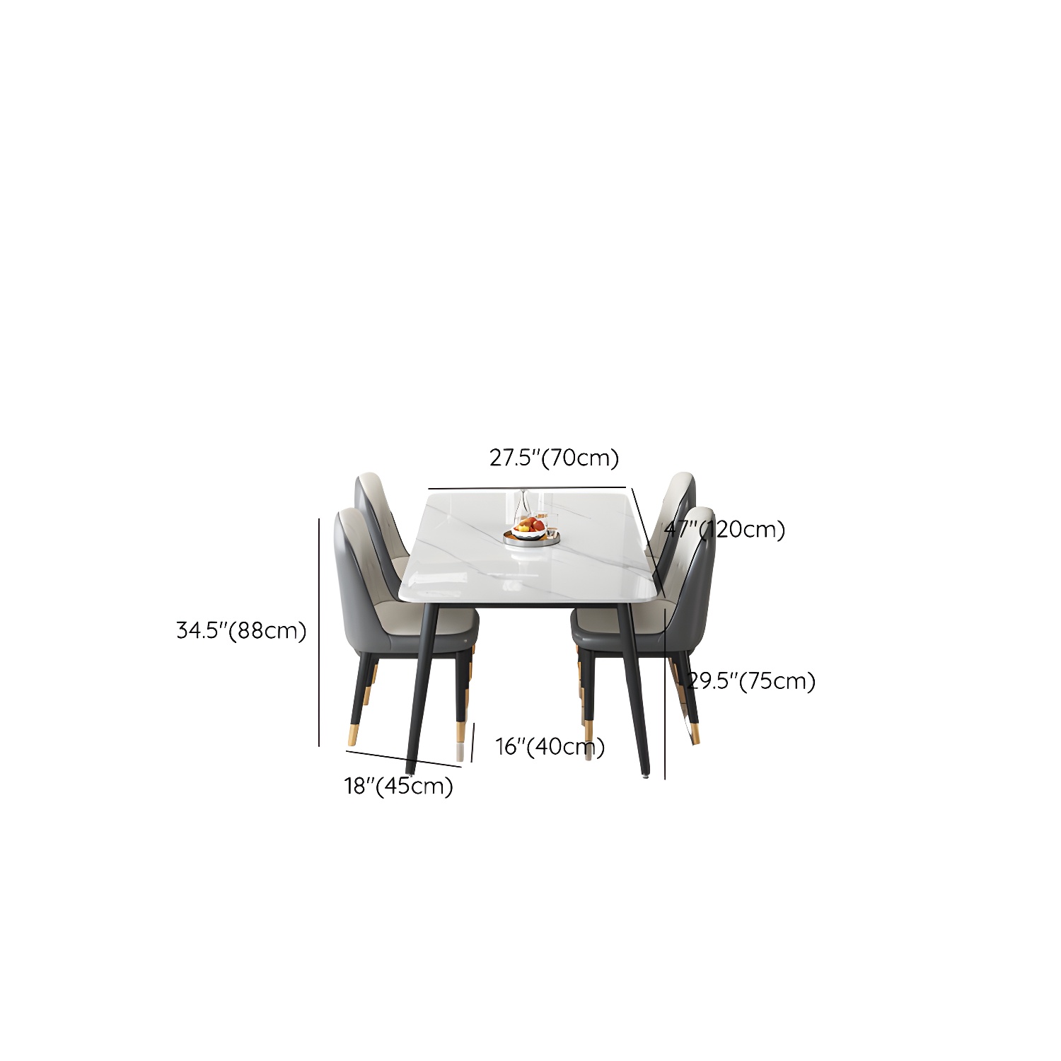 Rectangular White Stone Top Dining Set with Upholstered Chairs - image 6