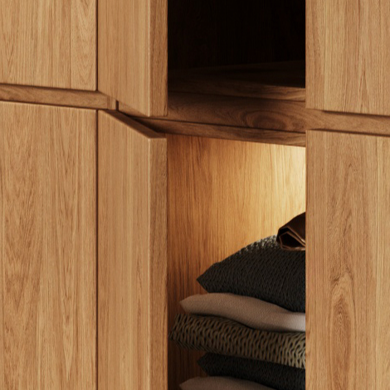 Wood Grain Minimalist Laminate Wardrobe Closet with Soft Close Drawer, Soft Close Door, Interior Shelves, and Clothing Rod - image 10