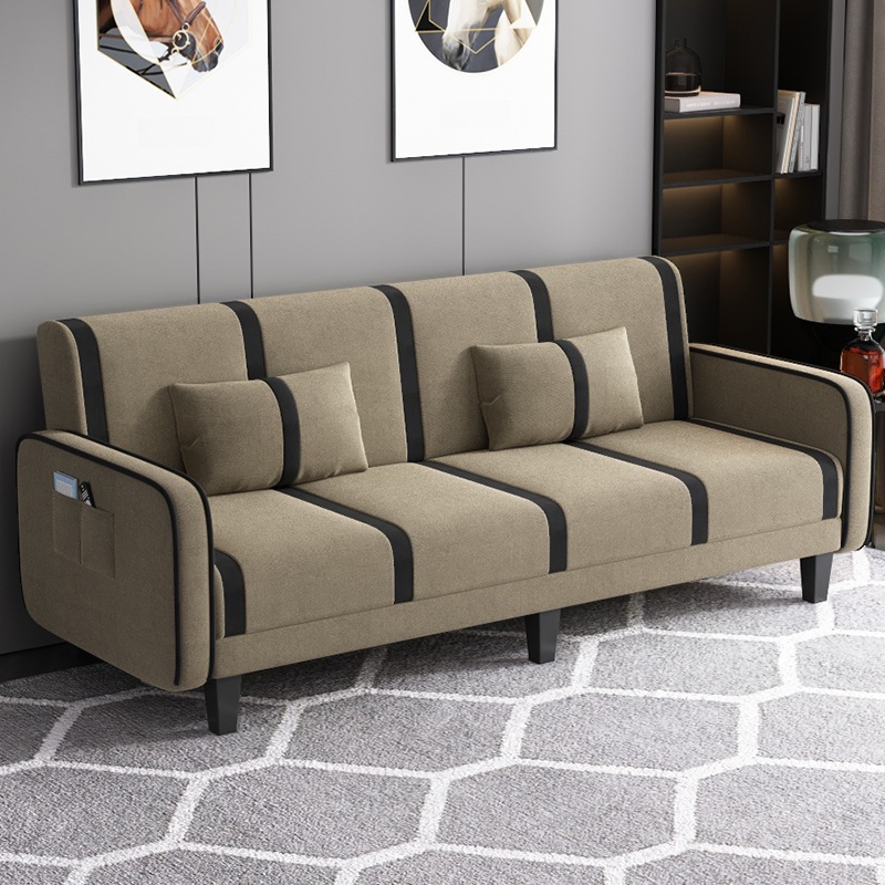 Trendy Solid Color Stain Resistant Standard Sofa/Loveseat in Dark Gray/Cerulean/Light Brown with Arm, Seats 3/2 People, and 2 Pillows - image 6
