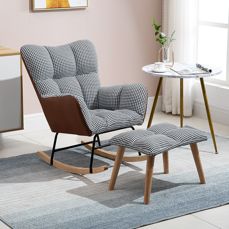 Contemporary Alloy Cushioned Living Room Rocking Chair 2 Piece Set with Footstool & Recessed Arm - image 16