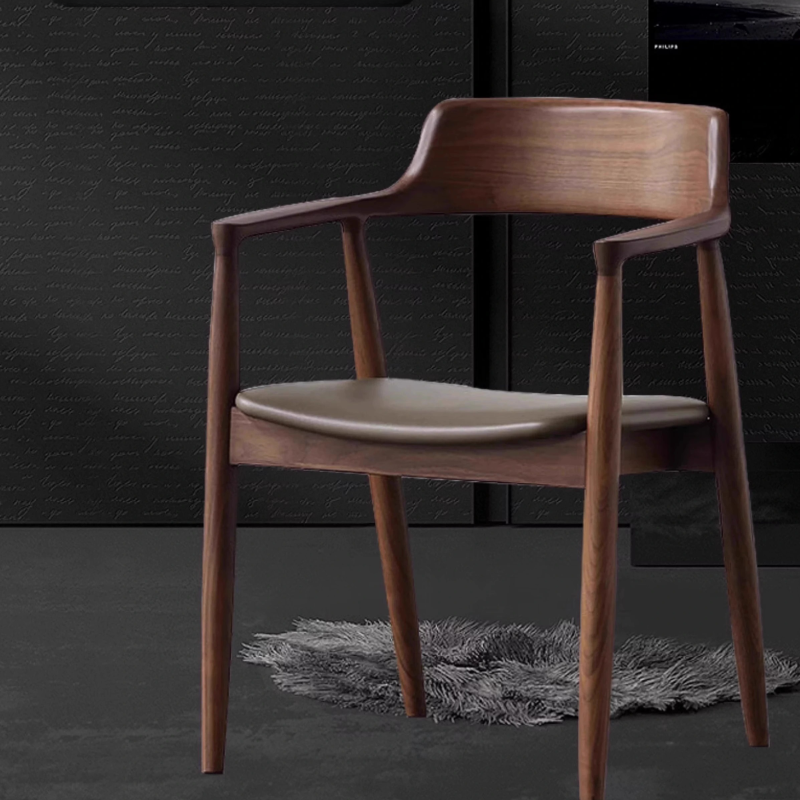 Casual Arm Chair with Uncovered Back, Upholstered, Walnut Timber Legs, Armrest, and Firm Stability - image 7