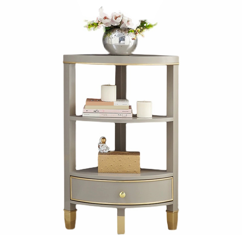 Unique Gold Beech Wood Corner Accent Cabinet with 1 Drawer and Open Shelves - image 5