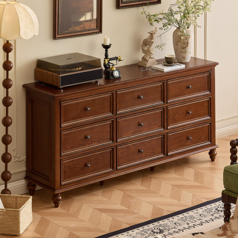 Cocoa Trendy Ash Wood Console Dresser/Semainier with 9/7/6 Drawers, Integrated Cable Management, Horizontal/Vertical - image 2