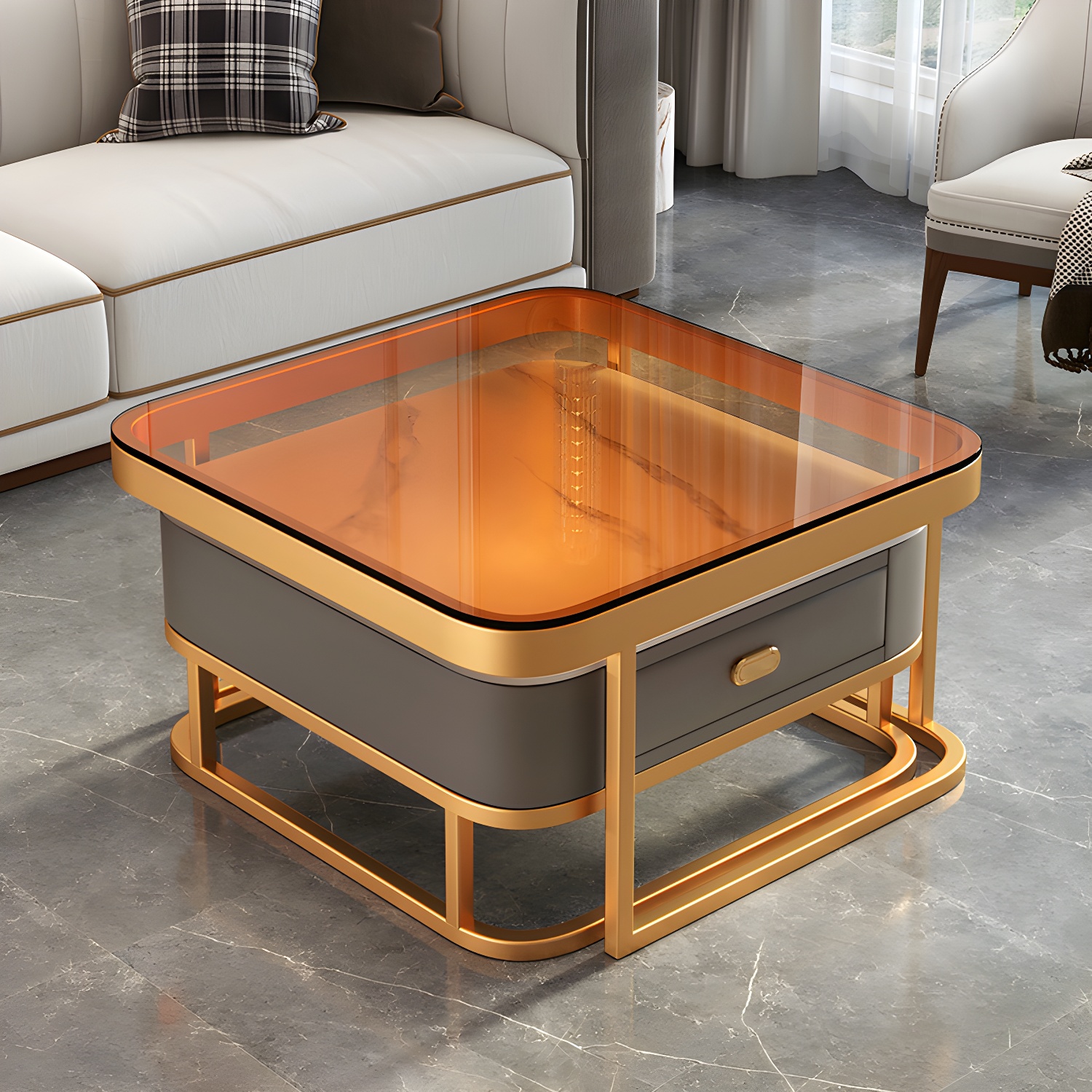 Slate Coffee Table Square 2 Nesting Coffee Table Set for Living Room - image 15