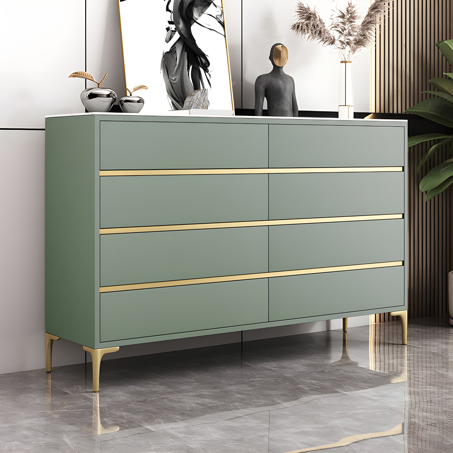 Glam Vertical Stone Storage Chest Bedroom Chest with 8 Drawers - image 13