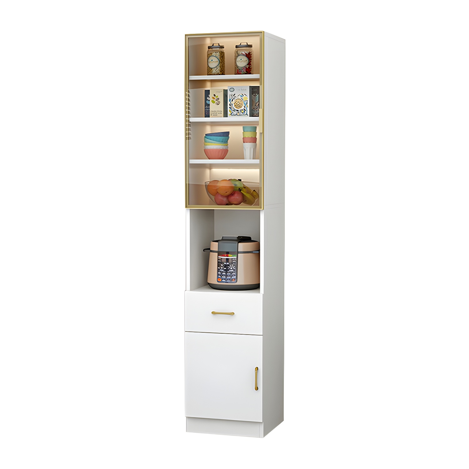 Wood Glam Server with Cabinets and Drawers - Narrow Size - Stylish and Functional - image 10