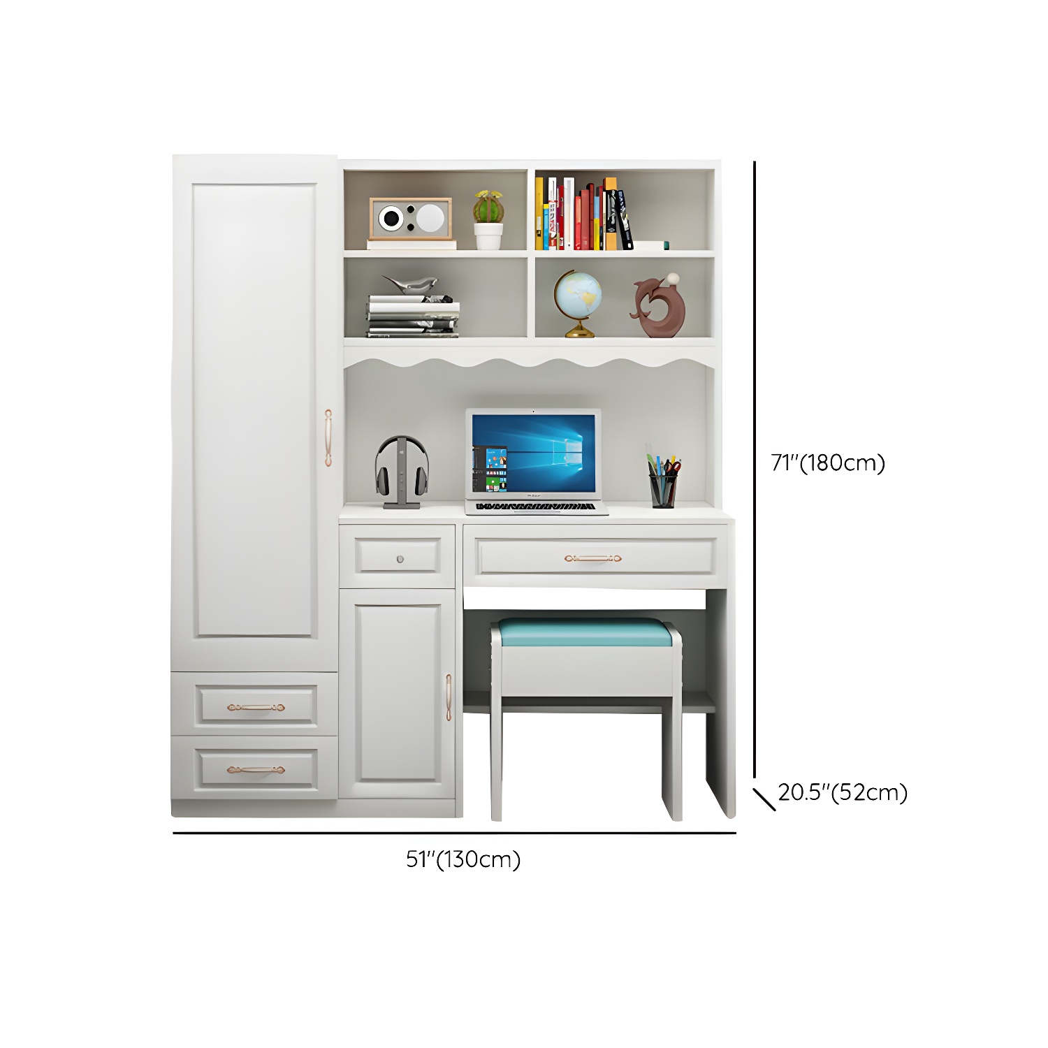 Modern White Wardrobe Armoire with Drawers & Clothing Rod Included - image 13