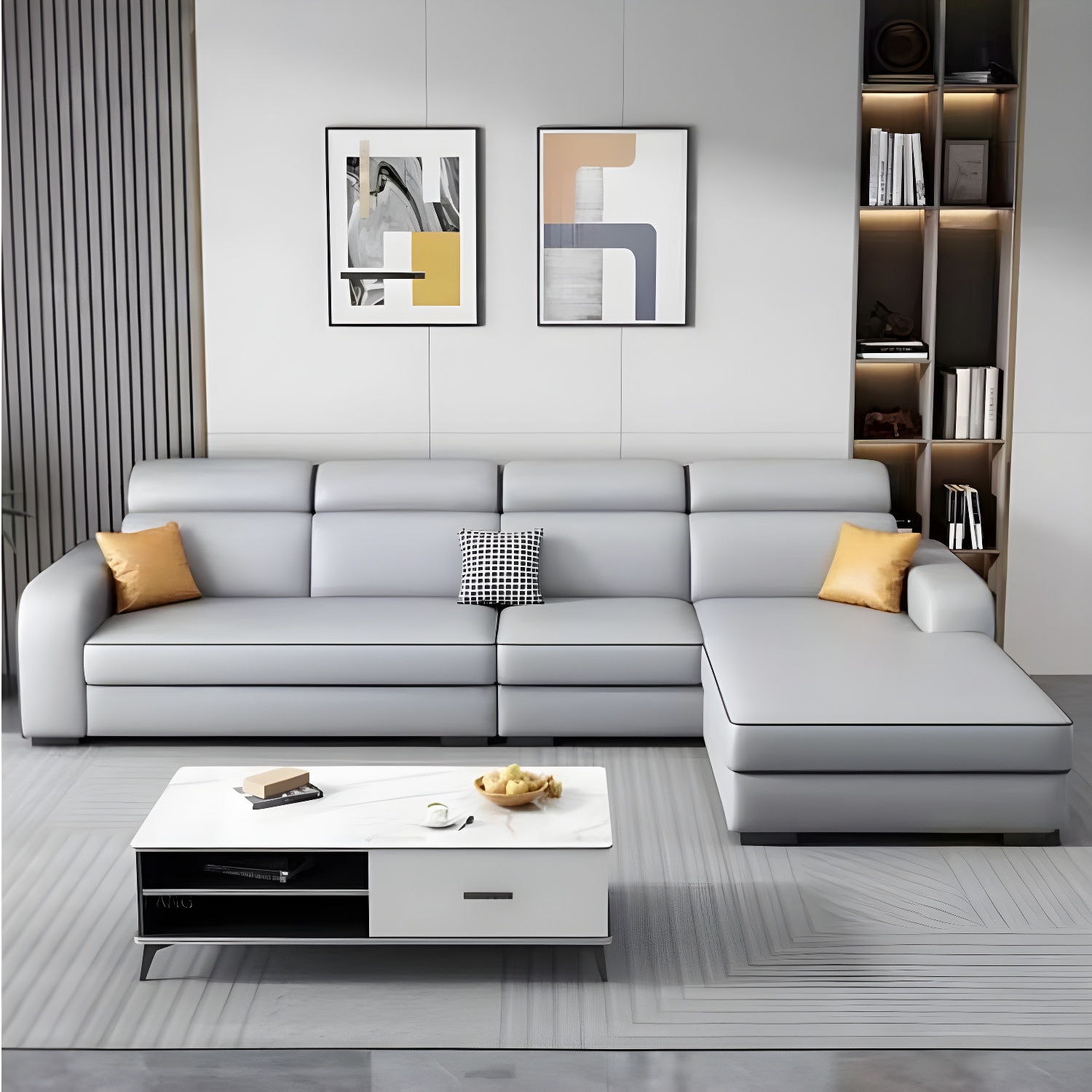 Contemporary Sectional Sofa with Adjustable Pillow and Scratch Resistant Upholstery - image 10