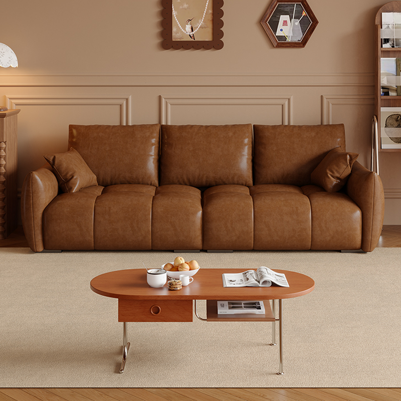 Modern Solid Color Scratch-defiant Standard Sofa in Light Gray/Emerald Green/Auburn, 3-seater with 2 Pillows - image 13