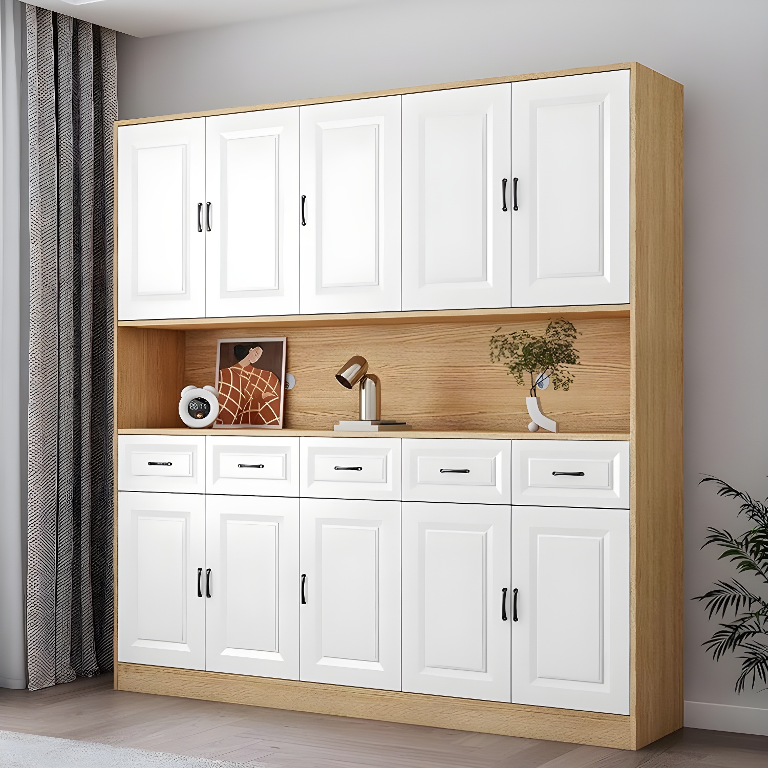 Wood Contemporary Storage Cabinet Buffet Sideboard with Drawers for Home Use - image 5