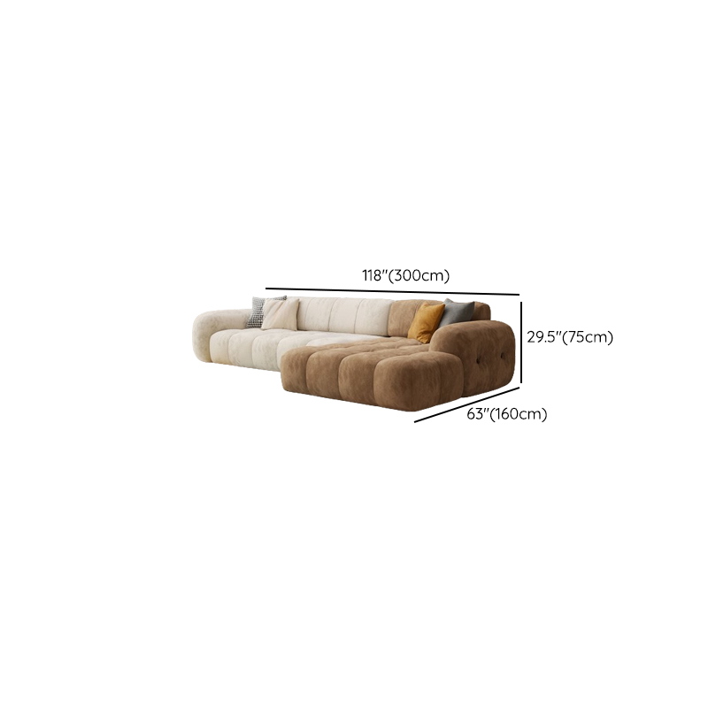 Channel Back L-Shape/Straight Right Hand Facing/Horizontal Sofa Recliner/Sofa Couch in Brown/Beige with Concealed Support & Pine Wood Frame for Living Room - image 24