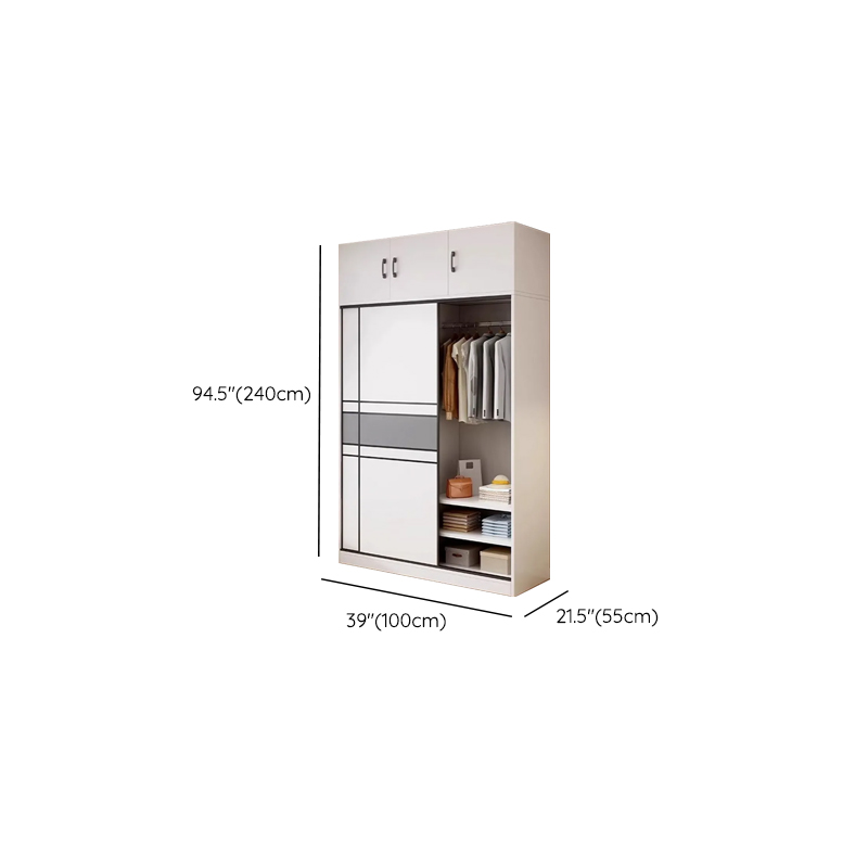 White Minimalist Manufactured Wood Independent Wardrobe Closet with Soft Close Door, Interior Shelves, and Clothing Rod - image 13