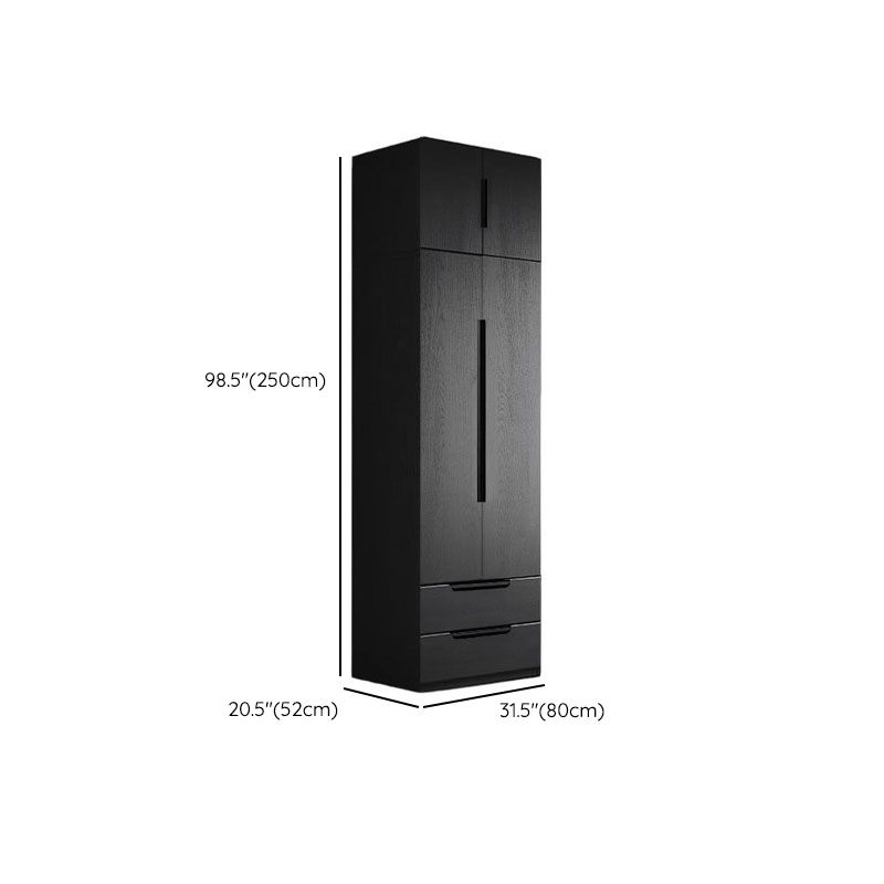 Midnight Black Simplistic Timber Wardrobe Closet with Soft Close Door, Interior Shelves, and Hanging Rod - image 11