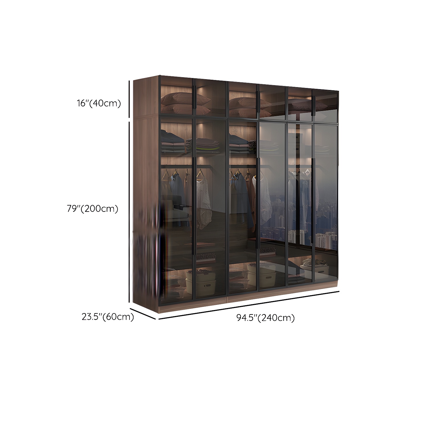 Engineered Wood Armoire Modern Brown Wardrobe Closet with Garment Rod - image 20