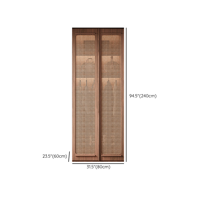 Simplistic Wood Color Timber Wardrobe Closet with Soft Close Door, Interior Shelves, and Hanging Rod - image 12