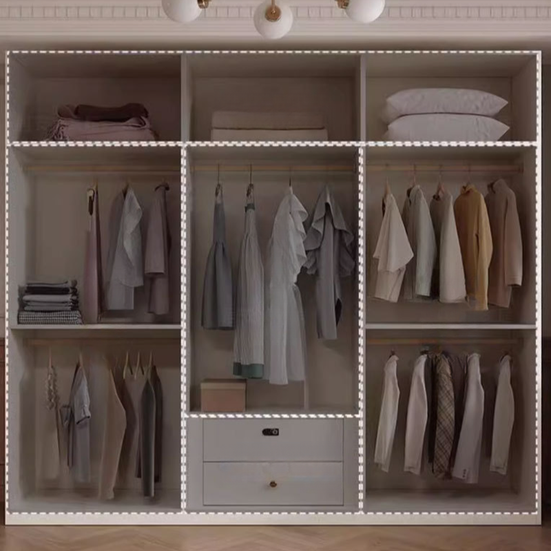 Chalk Minimalist Laminate Cabinet Armoire with Compartments, Interior Shelves, and Clothing Rod - image 8