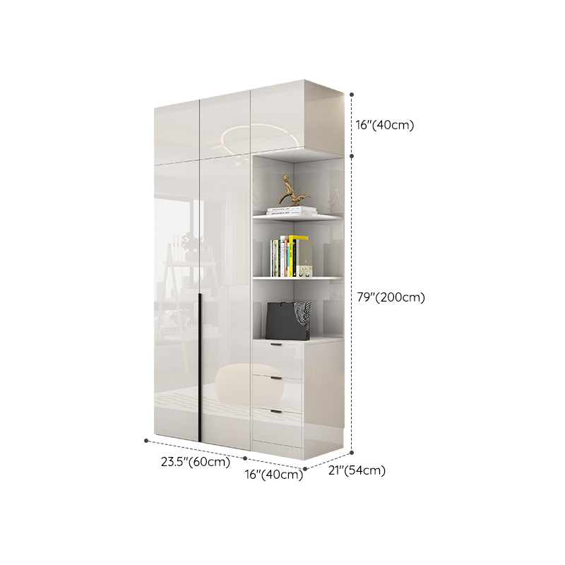 Solid Wood White Wardrobe Armoire with Drawers, Clothing Rod, and Shelves - image 34