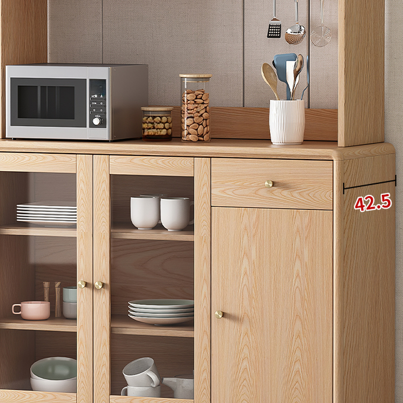 Unfinished Color Microwave Shelf Cabinet with Stemware Stand, Self-supporting in Culinary Space, Flooring Design, Kitchen Appliance Organizer, and Worktop Countertop