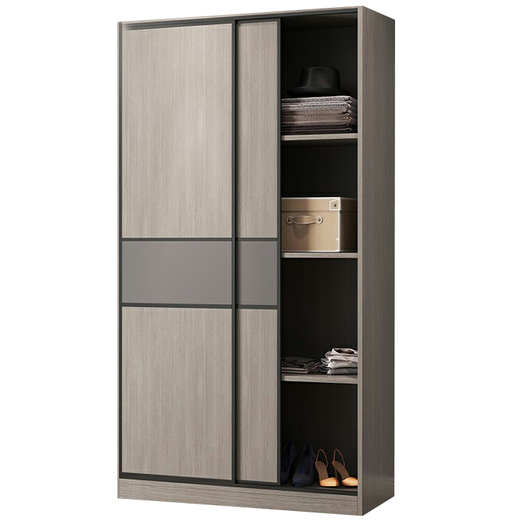 Contemporary Plate Storage Wood Wardrobe with Clothing Rod and Shelves in Light Grey - image 5