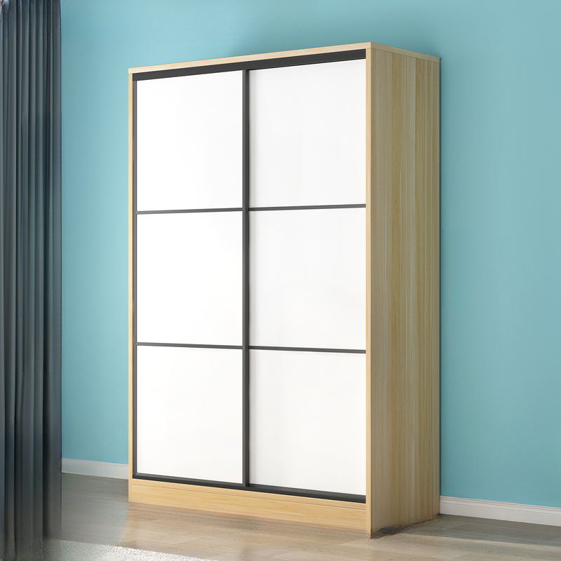 Natural Finish Minimalist Laminate Cabinet Armoire with 3-Drawer/4-Drawer, Soft Close Door, Interior Shelves, and Clothing Rod