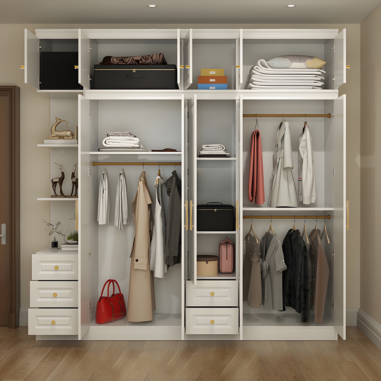 Modern Style Wooden Wardrobe White Colour Soft Close Drawer Wardrobe Closet - image 8