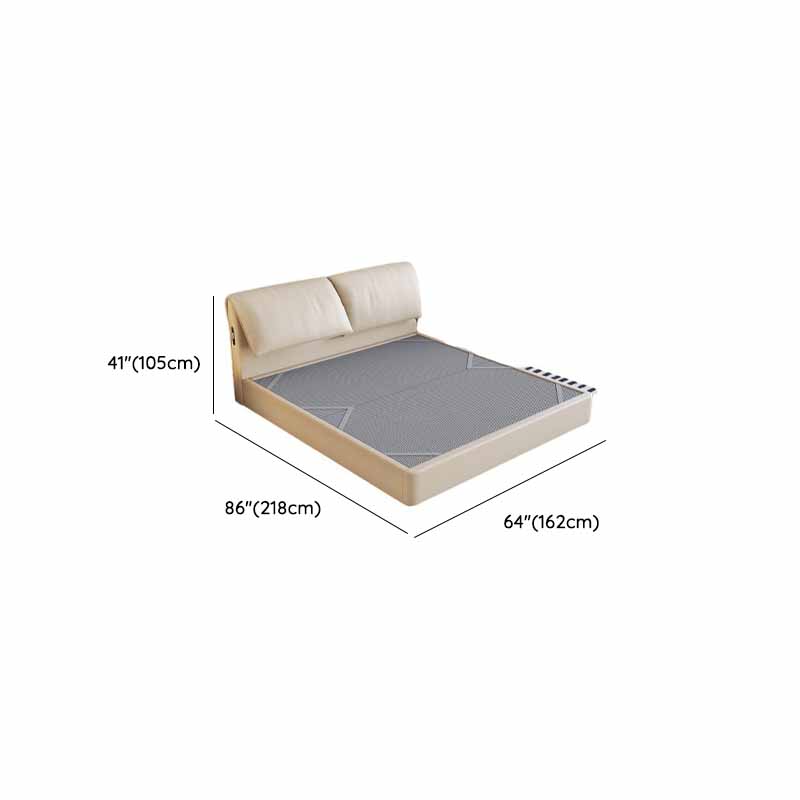 Beige Solid Color Storage Bed with 3 Storage Boxes, Sponge Upholstery, and Illumination Light - image 11