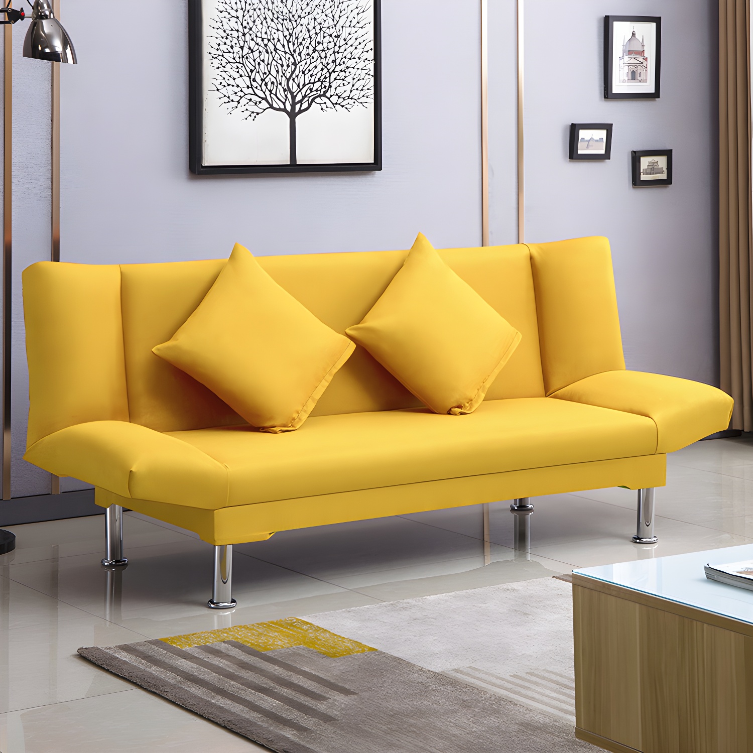 Silver Transitional Modern Tight Back Sofa Bed 29.53"High Armless Sofa Bed - image 46