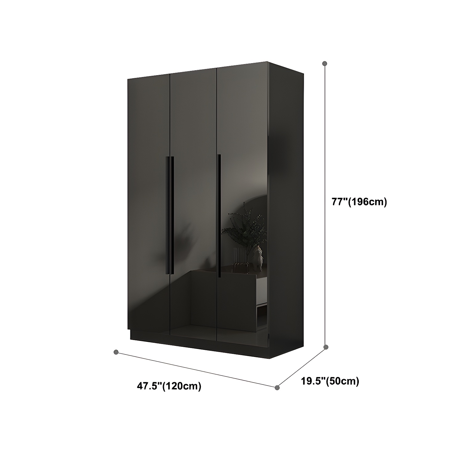 Modern Style Wardrobe Black Colour Glass Wardrobe Closet for Bedroom - image 9