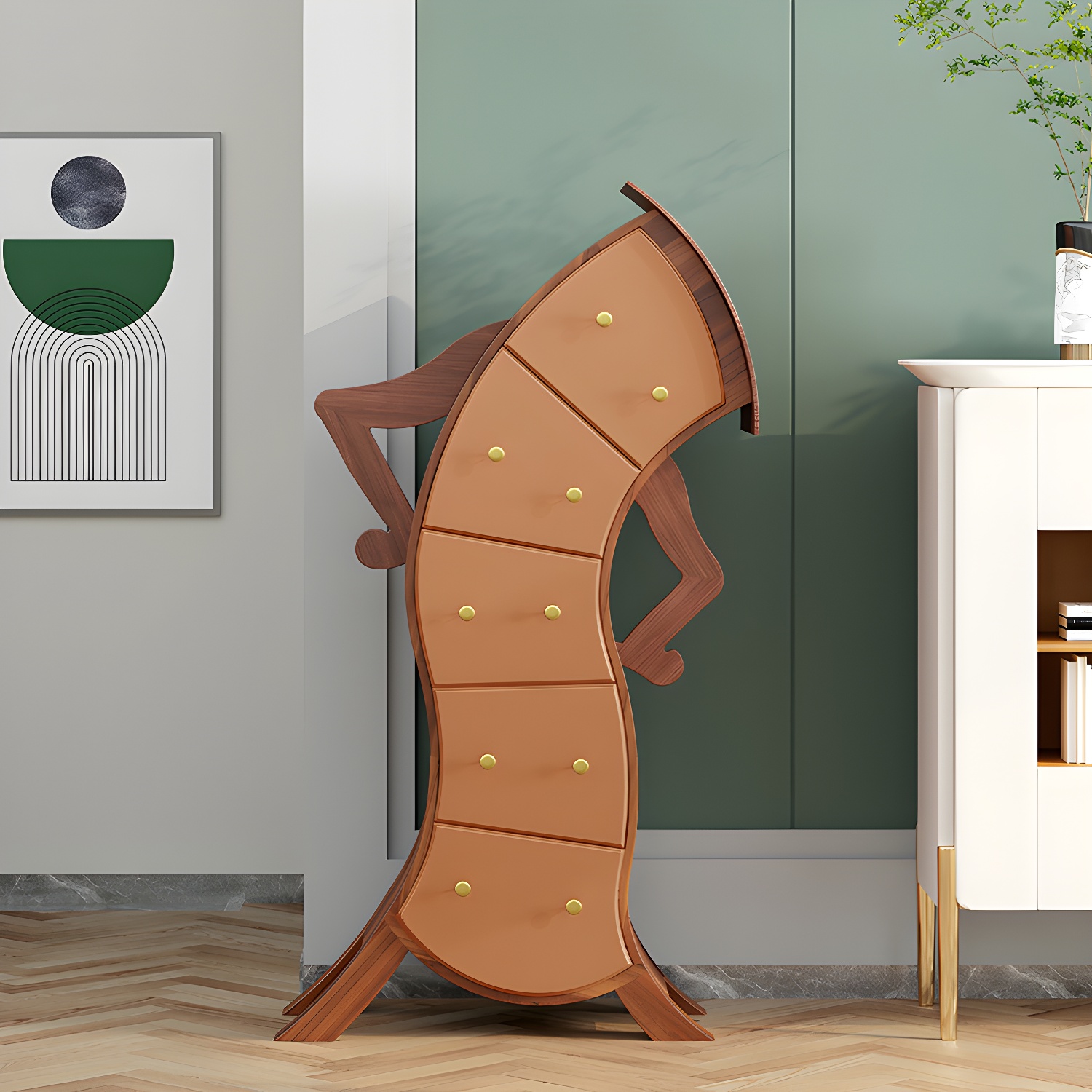 Modern Wood Accent Chest with Soft Close Drawers and Standard Length - image 3
