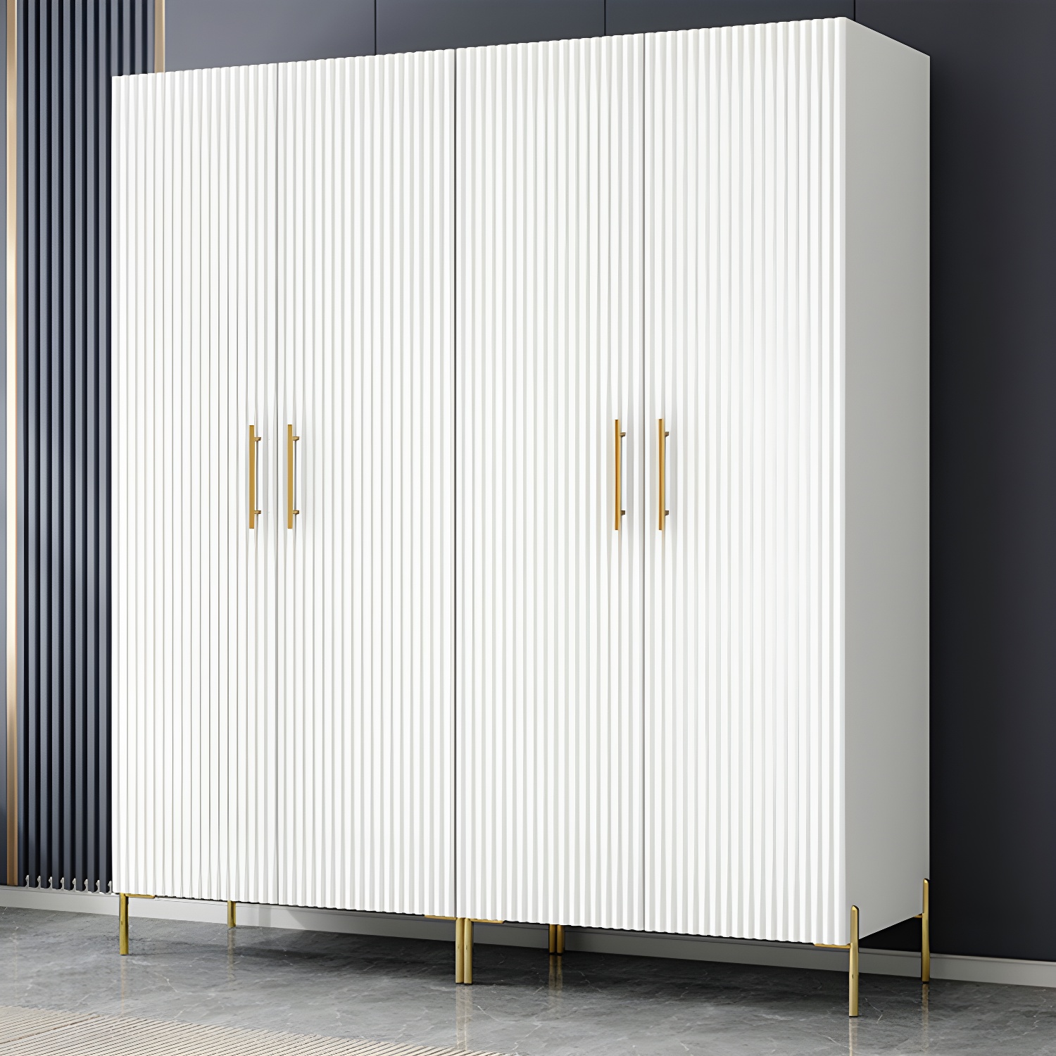 Modern Wardrobe Cabinet Engineered Wood with Garment Rod in Green/Blue/White/Grey - image 8