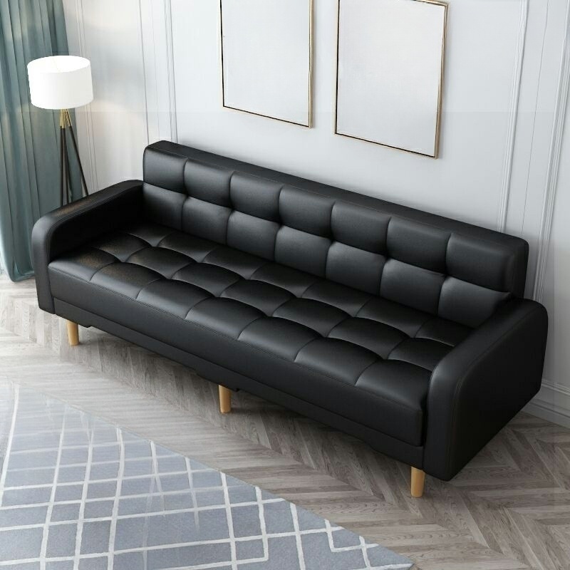 Square Arm Foldable Convertible Sofa with Biscuit Back for Living Spaces