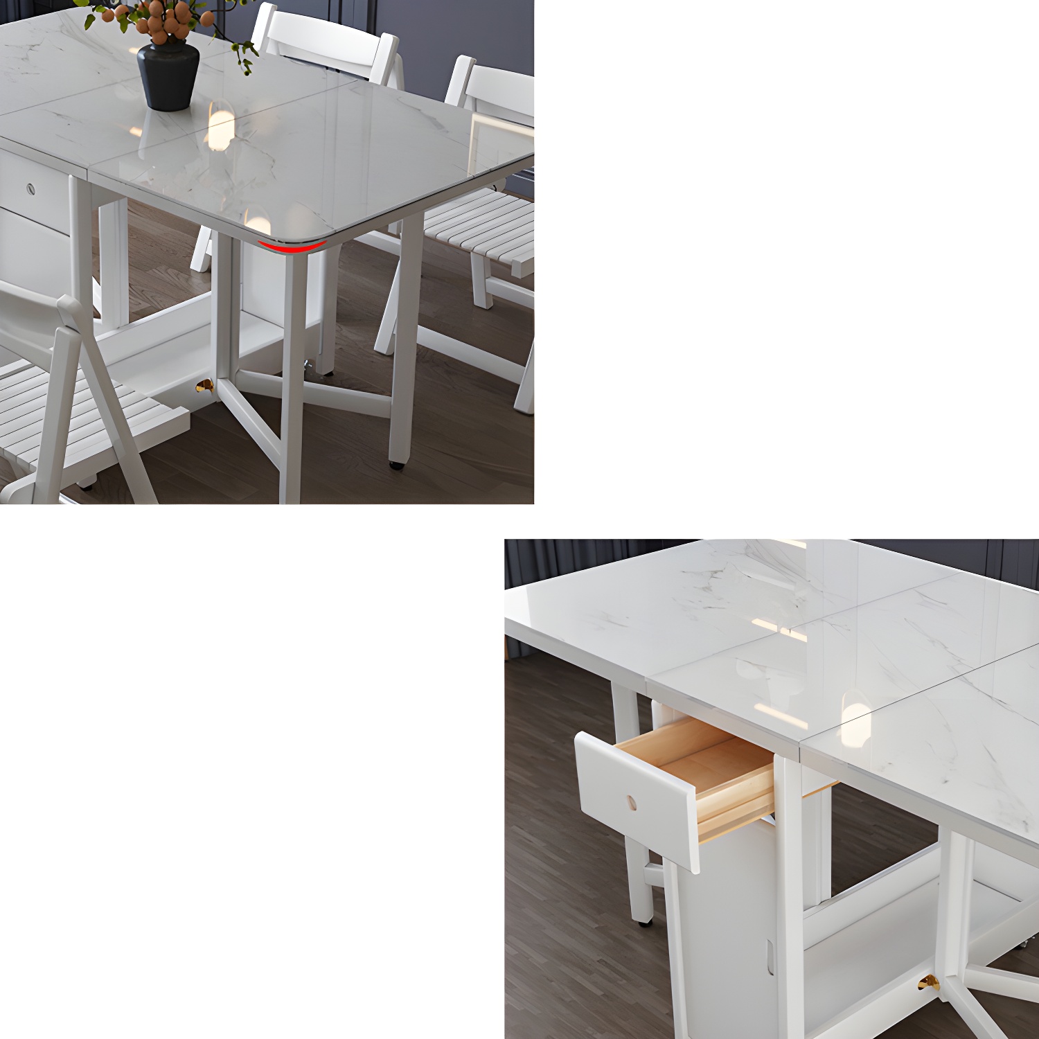 1/3/5/7 Piece Rectangle Shape Modern Style Dining Table Set with Chair - image 8