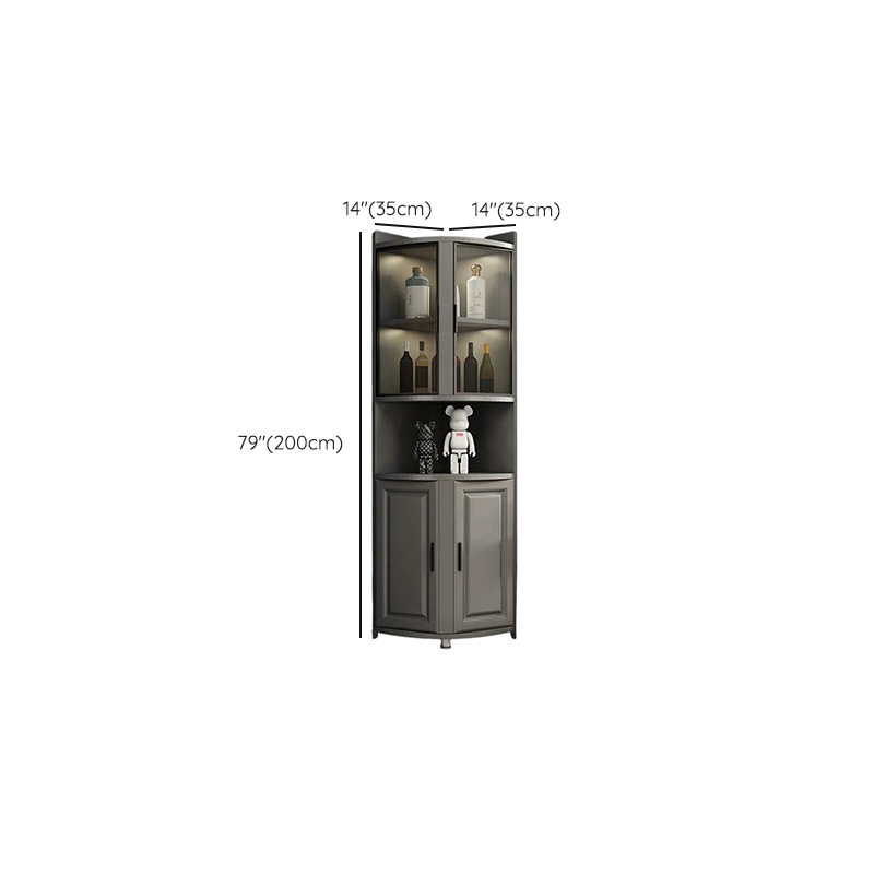 Modern Grey Corner Accent Cabinet with Gold Metal Base and Glass Doors - image 7