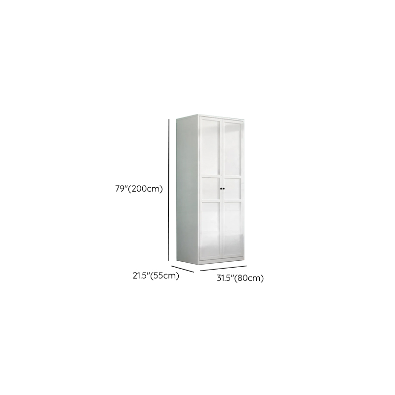 White Minimalist Steel Independent Wardrobe Closet with Interior Shelves and Clothing Rod - image 9