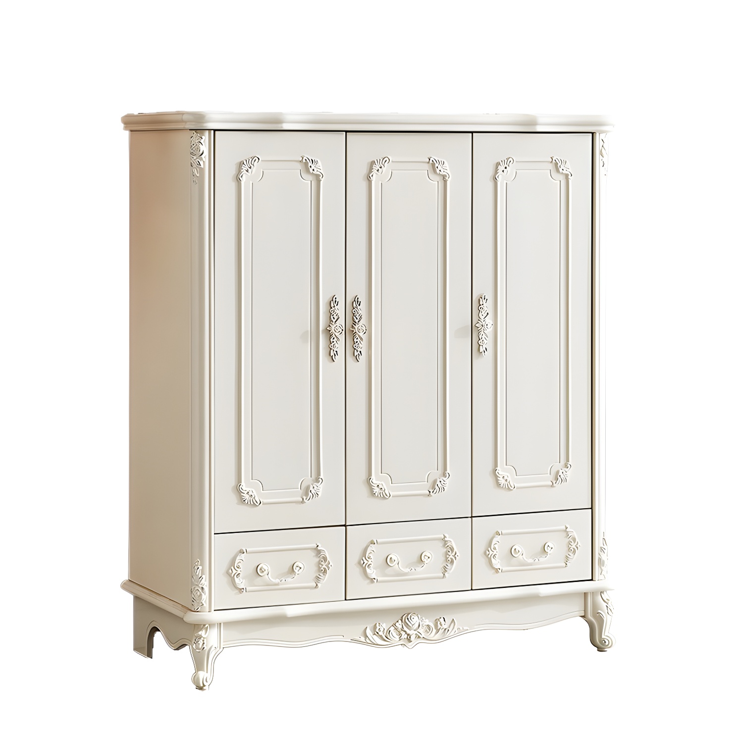 French Country white Wood Wardrobe Armoire with Soft-Close Drawers & Adjustable Shelves - image 5