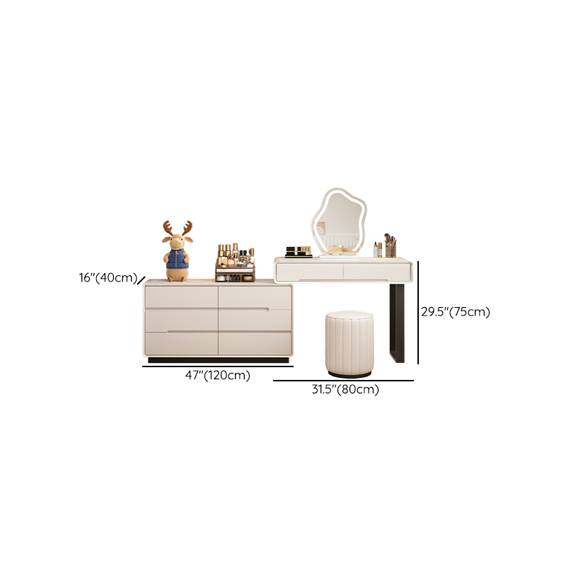 Large/Standard Stone Vanity Set with White Upholstered Chair, 5/8 Drawers, Mirror Lights, and Lighting - image 7