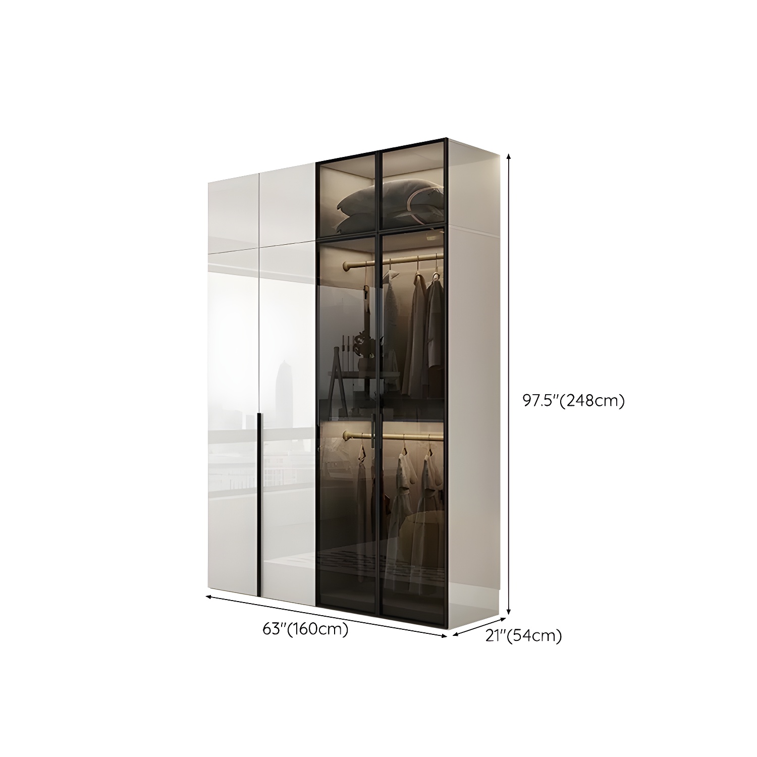 Sleek White Wood Wardrobe Armoire with Soft Close Drawers and Shelves - image 21