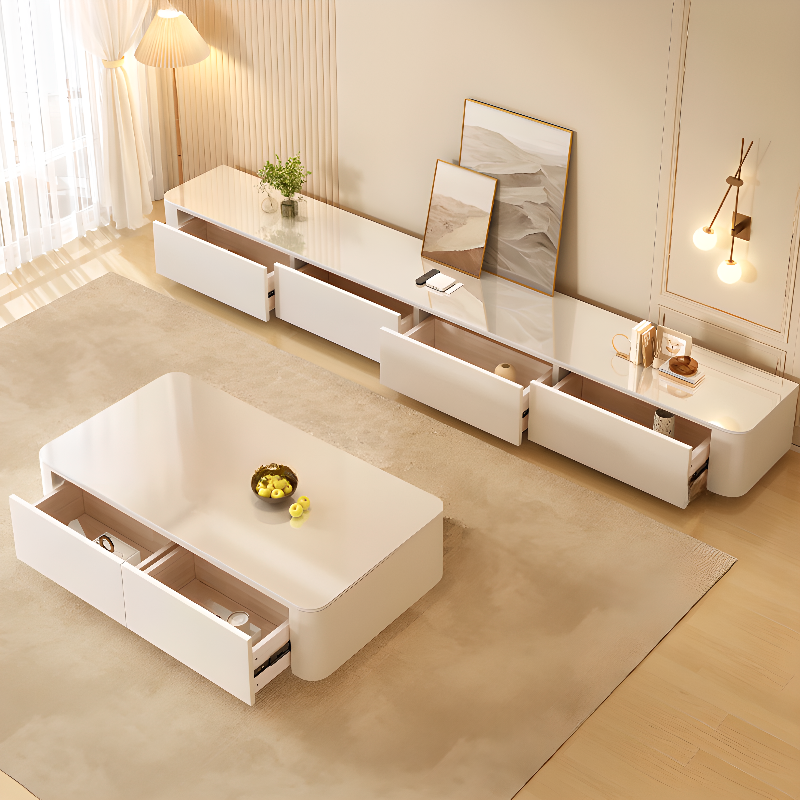 Rectangular Sintered Stone Countertop TV Stand with 3-Drawer/5 Drawers/4 Drawers and Cable Management in a Modern Simple Style - image 7