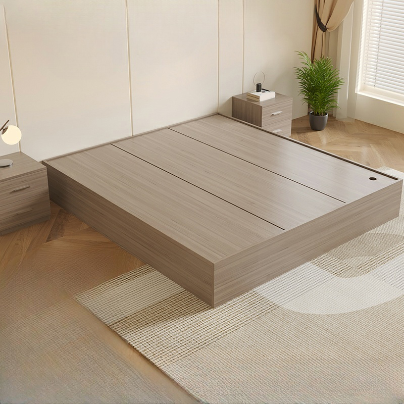 Modern Simple Style Bed Wood No Headboard for Living Room