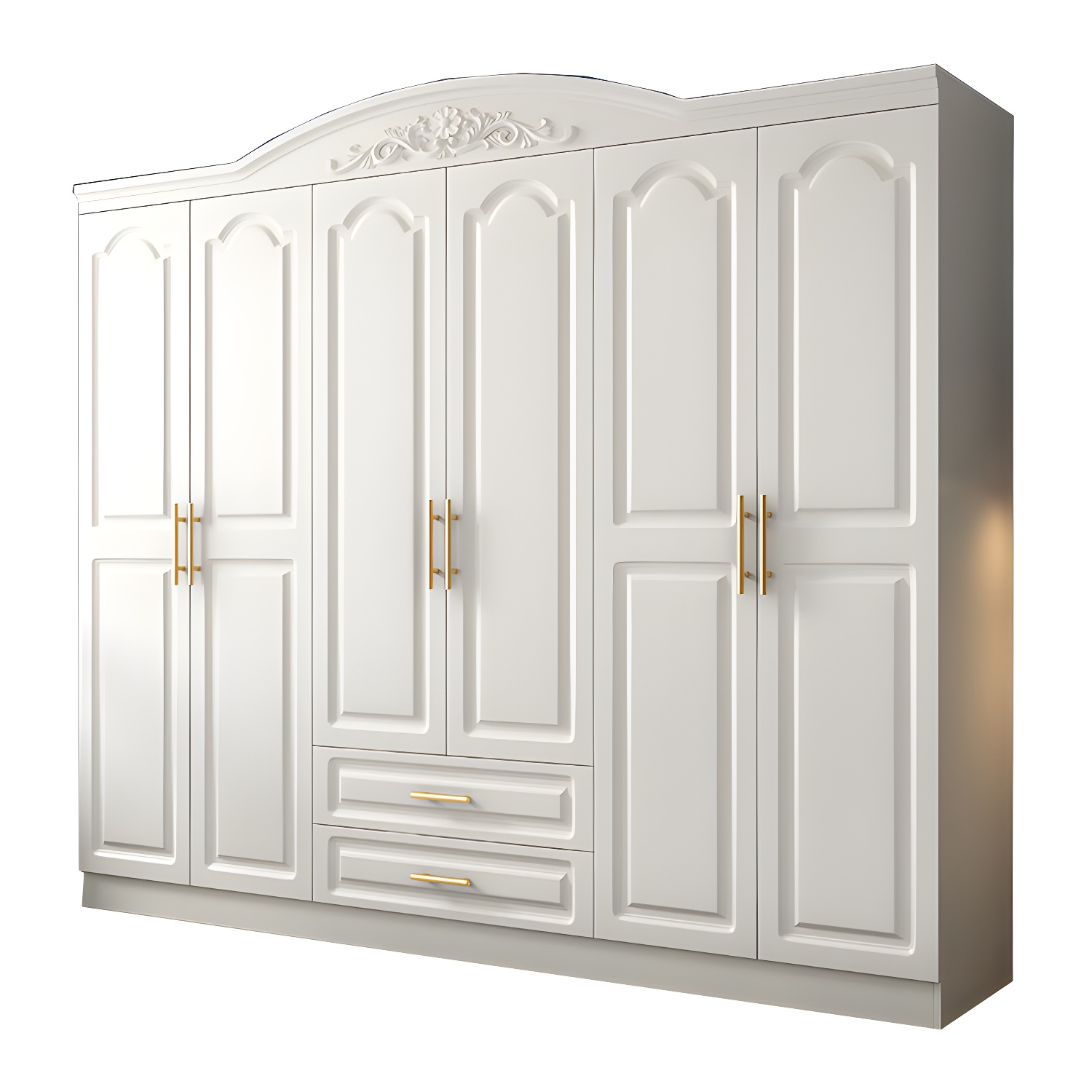 Engineered Wood Armoire Glam White Wardrobe Cabinet with 2 Drawers - image 7
