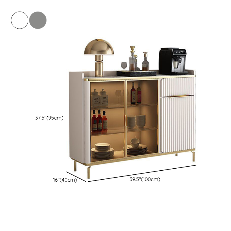 Floor Server/Buffet Table in Slab for Living Room with Glass Doors and Slate Countertop in a Luxurious Style - image 13