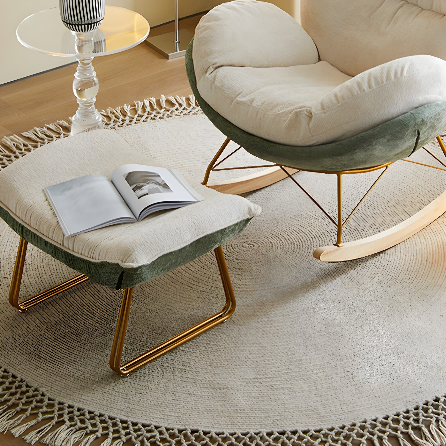 Scandinavia Rocking Accent Chair with Removable Cushions in Solid Wood - image 17