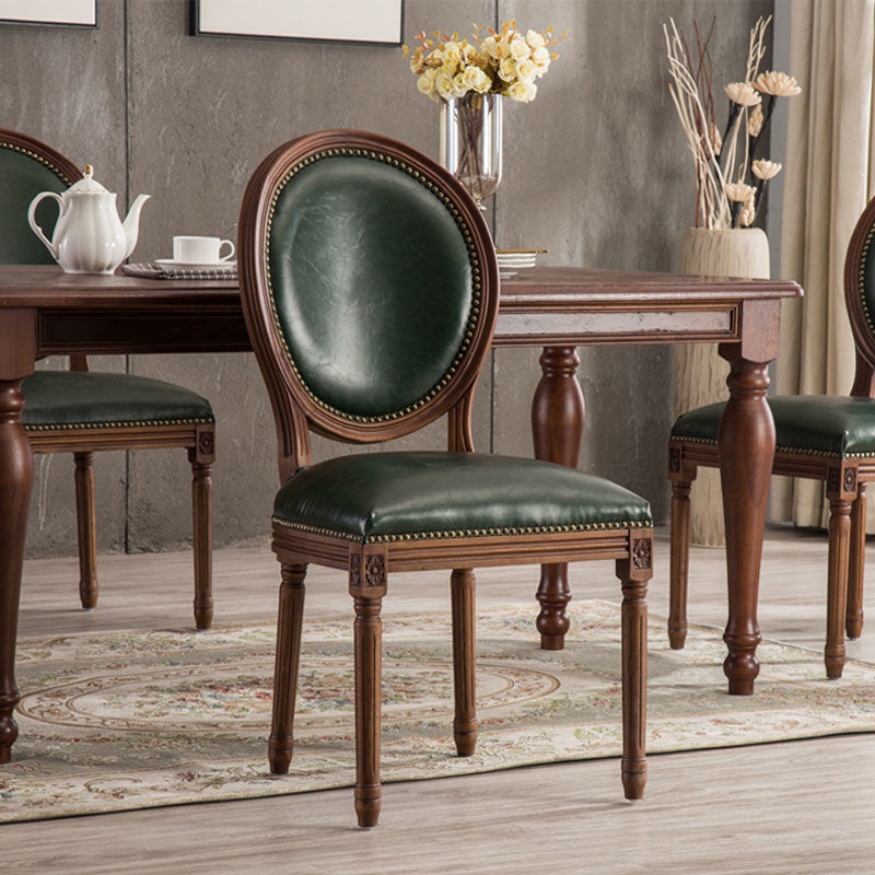 Traditional Antiqued Wood Sturdy Nailhead Trim King Louis Arm Chair/Armless Chair with Outlined and Foot Pads